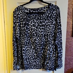 Mario Serrani Monochrome Leopard Print Long Sleeve Top